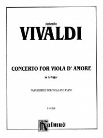 Vivaldi: Concerto in G d'amore RV392 for Viola published by Kalmus