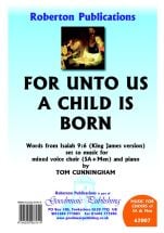 Cunningham: For Unto Us A Child Is Born SA/Men published by Roberton