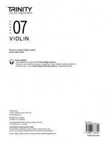 Trinity Violin Exam Pieces - Grade 7 from 2020 (Part Only)