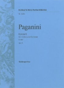 Paganini: Violin Concerto No. 1 in D major Op. 6 (Study Score) published by Breitkopf