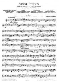 Jeanjean: 20 Etudes Progressives & Melodiques 1 for Clarinet published by Leduc