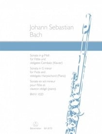 Bach: Sonata for Flute and obbligato harpsichord (piano) G minor BWV 1020 published by Barenreiter