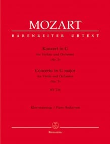 Mozart: Concerto No 3 in G K216 for Violin published by Barenreiter