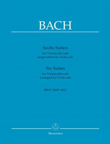 Bach: 6 Cello Suites arranged for Viola published by Barenreiter