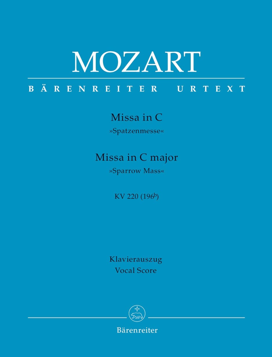 Mozart: Missa brevis in C (K220) (Sparrow Mass) published by Barenreiter Urtext - Vocal Score