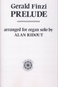 Finzi: Prelude Opus 25 arranged for Organ published by Banks