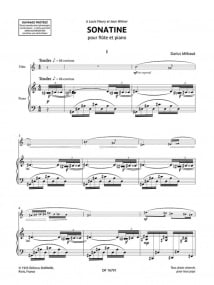 Milhaud: Sonatine for Flute published by Durand