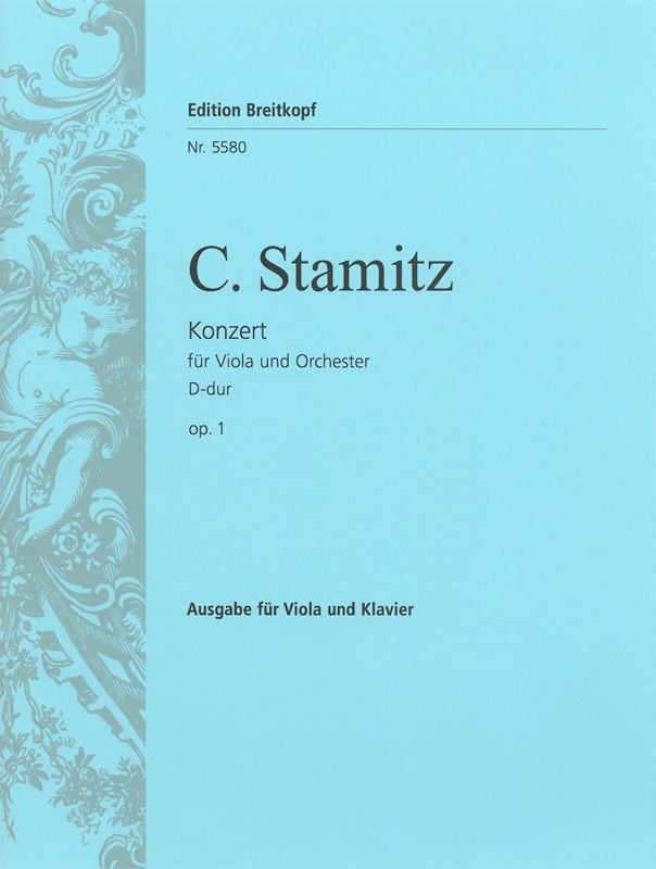 Stamitz: Concerto in D Opus 1 for Viola published by Breitkopf