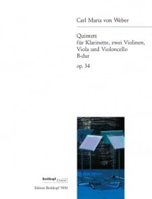 Weber: Clarinet Quintet in Bb Major Op34 (Set of Parts) published Breitkopf