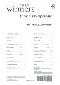 Easy Winners for Tenor Saxophone (Piano Accompaniment) published by Brasswind