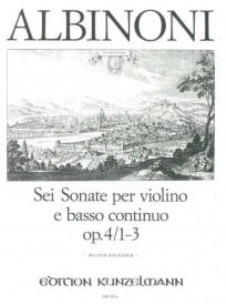 Albinoni: 6 Sonatas Opus 4/1-3 for Viola published by Kunzelmann