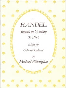 Handel: Sonata in G minor Opus 1/6 for Cello published by Stainer and Bell