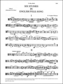 Vaughan-Williams: 6 Studies in English Folksong Viola Part published by Stainer and Bell
