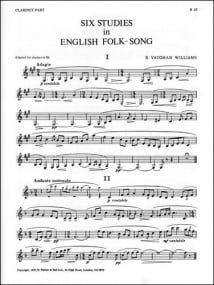 Vaughan-Williams: 6 Studies in English Folksong for Clarinet published by Stainer and Bell