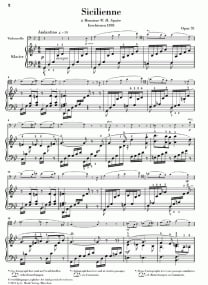Faure: Sicilienne Opus 78 for Cello published by Henle