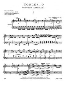 Mozart: Bassoon Concerto in Bb K191 arranged for Double Bass published by IMC