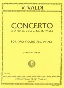 Vivaldi: Concerto in D Minor Opus 3/11 RV565 for two violins & piano published by IMC