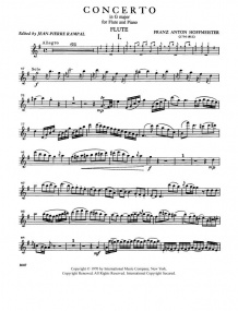 Hoffmeister: Concerto No 8 in G for Flute published by IMC