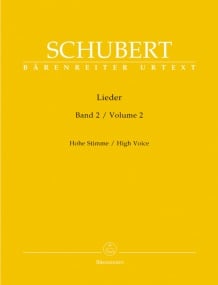 Schubert: Lieder Volume 2 for High Voice published by Barenreiter