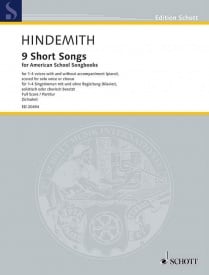 Hindemith: 9 Short Songs for 1 - 4 Voices published by Schott