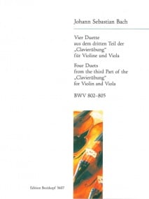 Bach: 4 Duets (Clavierubung) for Violin and Viola published by Breitkopf