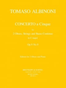 Albinoni: Concerto for 2 Oboes & Piano Opus  9 No 9 published by Breitkopf