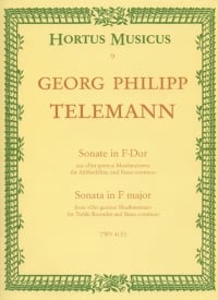 Telemann: Sonata in F (from Der getreue Musikmeister) (TWV 41: F2) for Treble Recorder published by Hortus Musicus