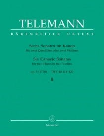 Telemann: 6 Canonic Sonatas for 2 Violins or 2 Flutes Volume 2 published by Barenreiter