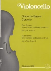 Cervetto: Two Sonatas Opus 2 No.s 9 & 5 for Cello published by Barenreiter