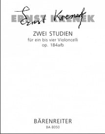Krenek: Two Studies Opus 184a/b for 1 - 4 Cellos published by Barenreiter
