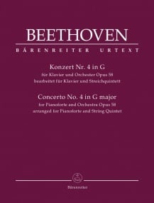 Beethoven: Concerto for Piano No.4 in G arranged for Piano & String Quintet published by Barenreiter