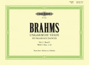 Brahms: Hungarian Dances Volume 1 for Piano Duet  published by Peters Edition