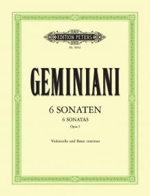 Geminiani: 6 Sonatas Opus 5 for Cello published by Peters