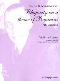 Rachmaninov: Rhapsody on a Theme of Paganini for Violin published by Boosey & Hawkes