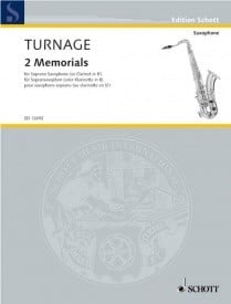 Turnage: 2 Memorials for Solo Soprano Saxophone or Clarinet published by Schott