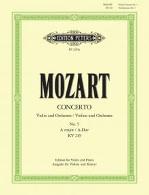 Mozart: Concerto in A No 5 KV219 for Violin published by Peters Edition