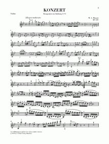 Mozart: Concerto No 1 in Bb K207 for Violin published by Henle