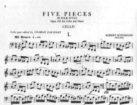 Schumann: 5 Pieces in Folk Style Opus 102 for Cello published by IMC