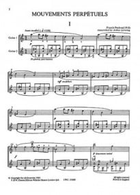 Poulenc: Mouvements Perpetuels Arranged for Guitar Duet published by Chester
