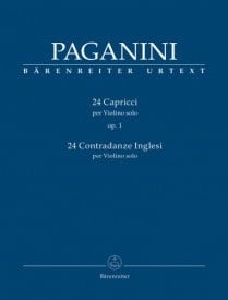 Paganini: 24 Capricci Opus 1 & 24 Contradanze Inglesi for Solo Violin published by Barenreiter