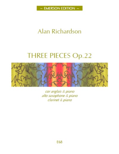 Richardson: 3 Pieces Opus 22 for Alto Saxophone published by Emerson