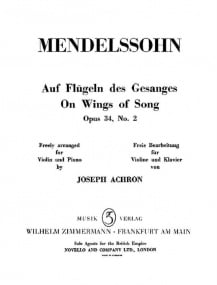 Mendelssohn: On Wings of Song for Violin & Piano published by Zimmermann