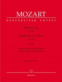 Mozart: Symphony No 40 in G minor K550 (Full Score) published by Barenreiter
