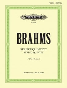 Brahms: String Quintet in F Opus 88 published by Peters