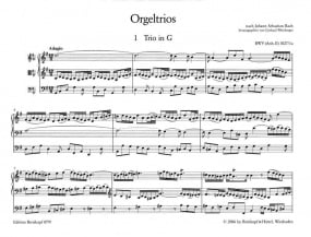 Bach: 10 Organ Trios published by Breitkopf