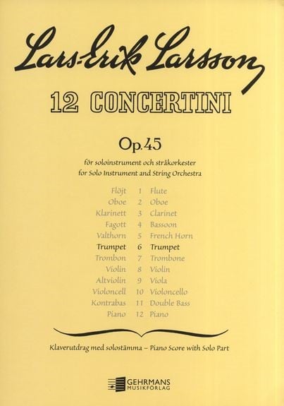 Larsson: Concertino Opus 45/6 for Trumpet published by Gehrmans