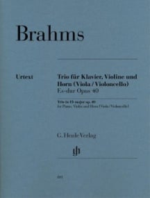 Brahms: Trio for Violin, Horn (Viola or Violoncello) and Piano Opus 40 published by Henle