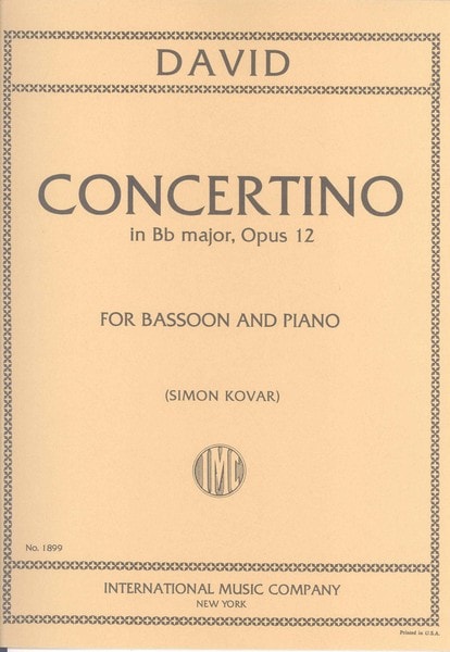 David: Concertino Opus 12 for Bassoon published by IMC