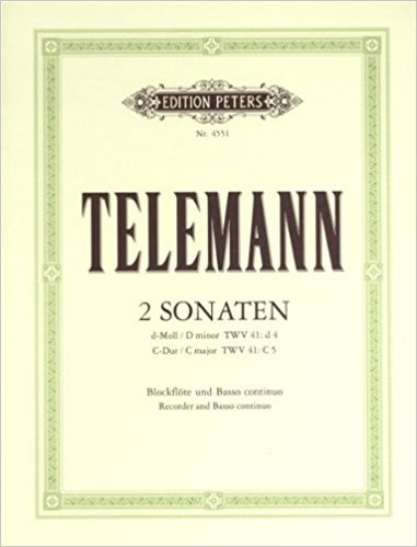 Telemann: 2 Sonatas in D Minor and C (Essercizii Musici) for Recorder published by Peters