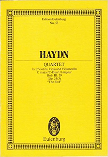 Haydn: String Quartet in C Opus 33/3 (Study Score) published by Eulenburg